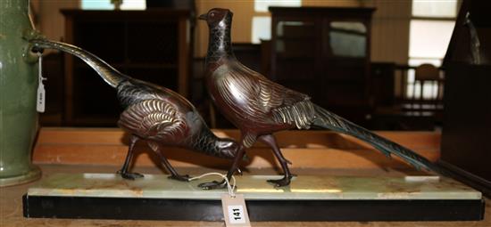 Art Deco group of pheasants